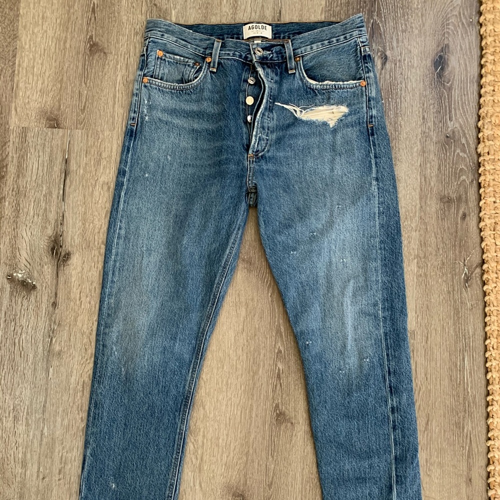 Agolde riley high rise strait crop in frequency